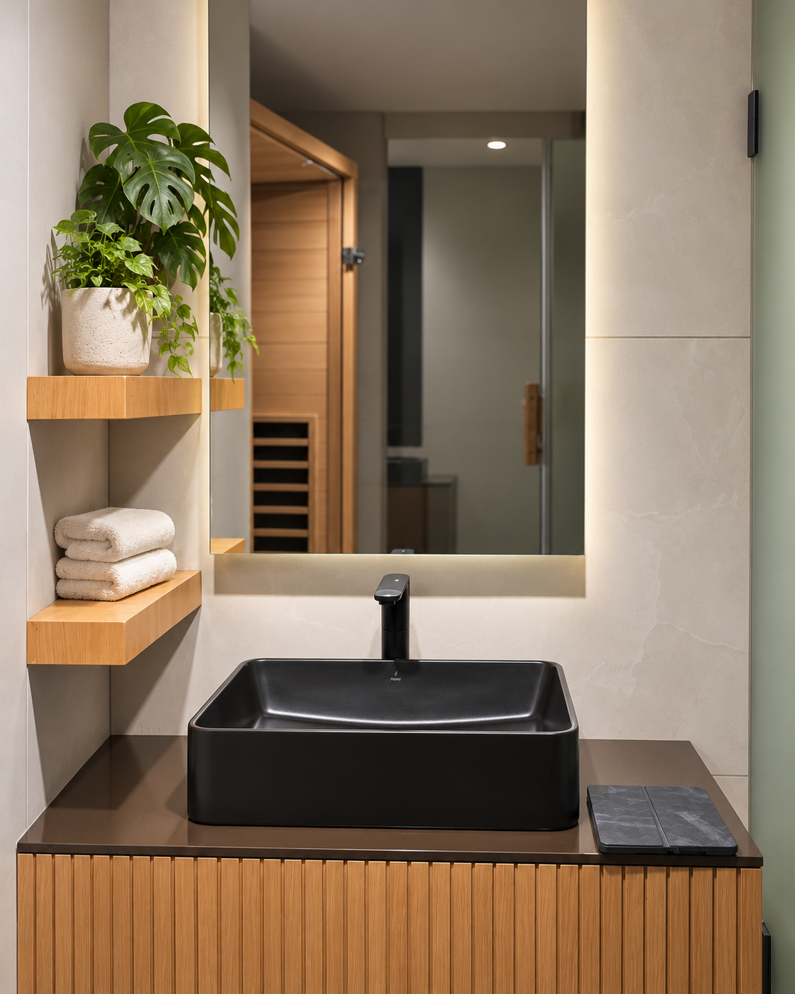 Modern designer vanity bathroom display at Suravi Sanitary Suppliers